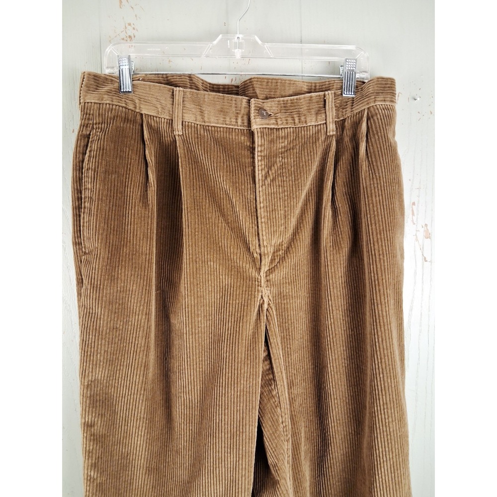 Vintage Mens Brown Corduroy Pants Trousers 36 Pleated Front‎ Actual 33X33 Baggy